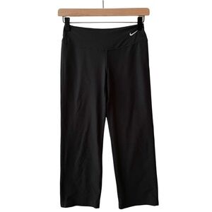 Nike Dri-Fit Black Cropped Wide Leg Pants Athletic Stretch Lounge Small